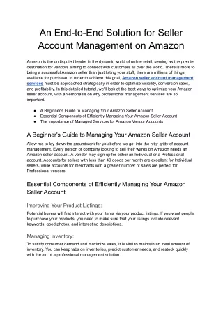 An End-to-End Solution for Seller Account Management on Amazon - Google Docs