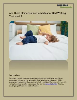 Are There Homeopathic Remedies for Bed Wetting That Work?