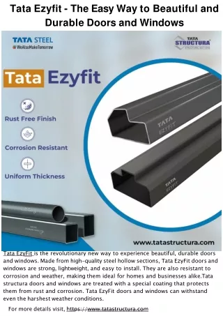 Tata Ezyfit - The Next Generation in Steel Tube Innovation