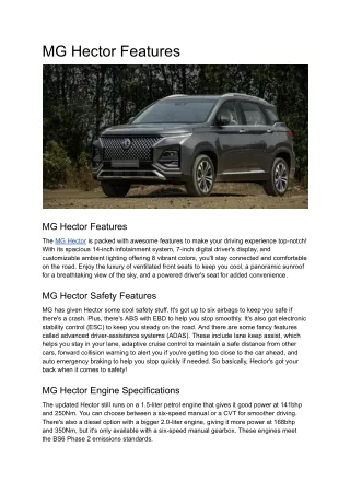 MG Hector Features