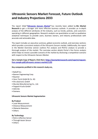 Ultrasonic Sensors Market Forecast