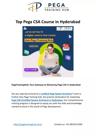 Top Pega CSA Course in Hyderabad