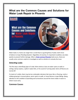 What are the Common Causes and Solutions for Water Leak Repair in Phoenix