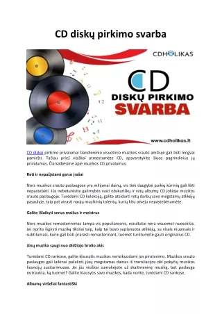 CD diskų pirkimo svarba