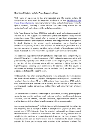 New Line of Particles for Solid Phase Organic Synthesis