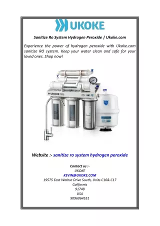 Sanitize Ro System Hydrogen Peroxide  Ukoke.com