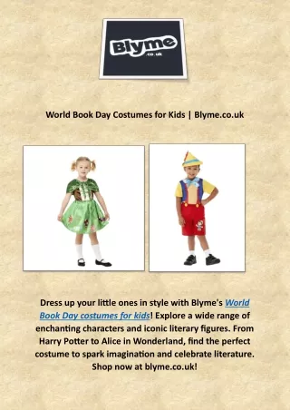 World Book Day Costumes for Kids | Blyme.co.uk