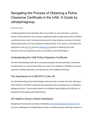 Navigating the Process of Obtaining a Police Clearance Certificate in the UAE_ A Guide by ukhelplinegroup