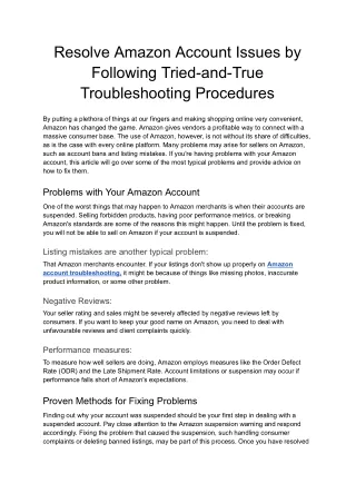 Resolve Amazon Account Issues by Following Tried-and-True Troubleshooting Procedures - Google Docs