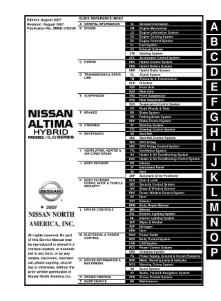 2008 Nissan Altima Hybrid Service Repair Manual