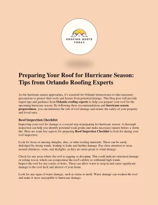 Preparing Your Roof for Hurricane Season: Tips from Orlando Roofing Experts