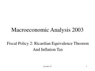 Macroeconomic Analysis 2003
