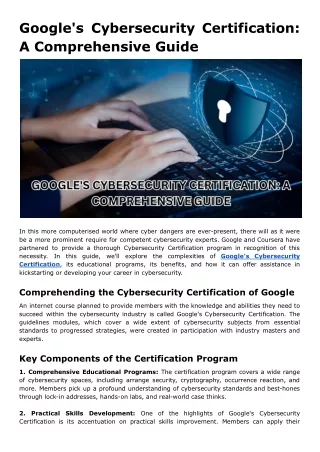 Google's Cybersecurity Certification: A Comprehensive Guide