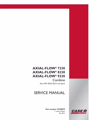 CASE IH AXIAL-FLOW 9230 Combine Service Repair Manual (from PIN YDG218533 and above)