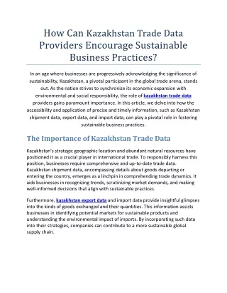 How Can Kazakhstan Trade Data Providers Encourage Sustainable Business Practices