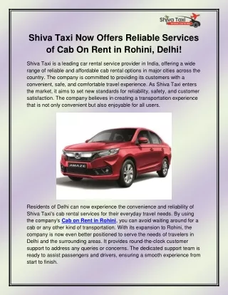 Cab on Rent in Rohini