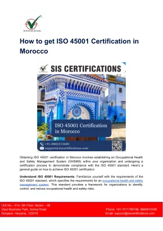 How to get ISO 45001 Certification in Morocco