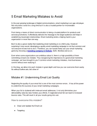 5 Email Marketing Mistakes to Avoid