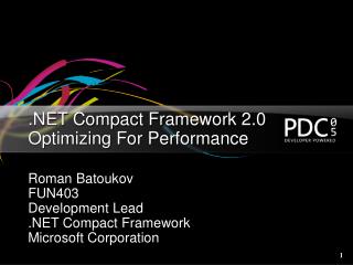 .NET Compact Framework 2.0 Optimizing For Performance