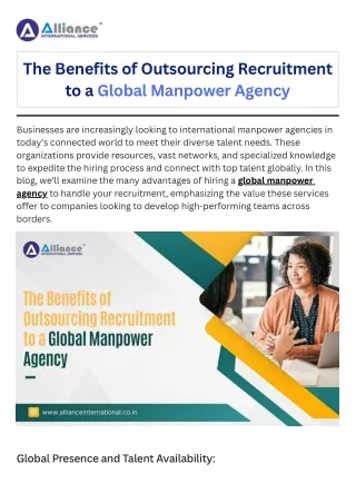 The Benefits of Outsourcing Recruitment to a Global Manpower Agency