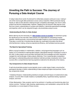 Unveiling the Path to Success_ The Journey of Pursuing a Data Analyst Course