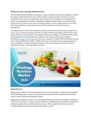 Oncology Nutrition Market: Enhancing Patient Outcomes through Personalized