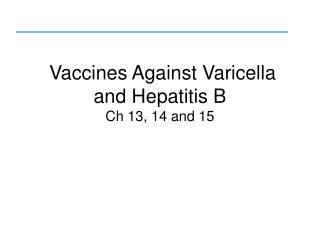 Vaccines Against Varicella and Hepatitis B Ch 13, 14 and 15