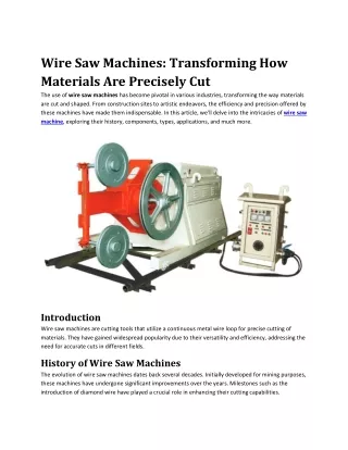 Wire Saw Machines