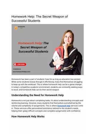 Homework Help: The Secret Weapon of Successful Students