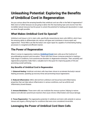 Unleashing Potential_ Exploring the Benefits of Umbilical Cord in Regeneration