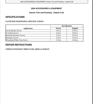 2009 Chevrolet Cobalt Service Repair Manual