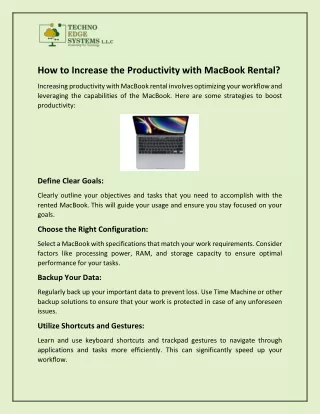 How to Increase the Productivity with MacBook Rental?