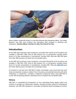 Medicinal Benefits And Used Cbd Rso Oil