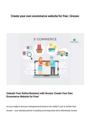Create your own ecommerce website for free - Grozeo