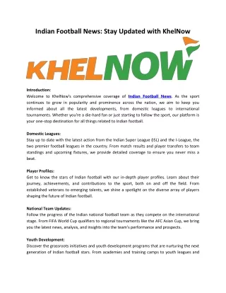 Indian Football News: Stay Updated with KhelNow