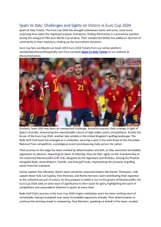 Spain Vs Italy Killing Challenges and Scenery Sights on Victory in Euro Cup 2024