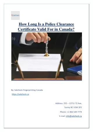 How Long Is a Police Clearance Certificate Valid For in Canada