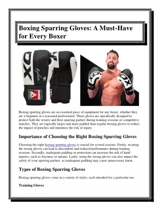 Boxing Sparring Gloves A Must-Have for Every Boxer