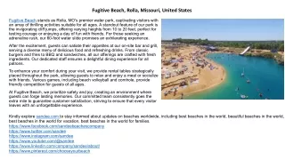 The Fugitive Beach: Rolla, Missouri | Free Parking, Limited Spaces | Excellent S