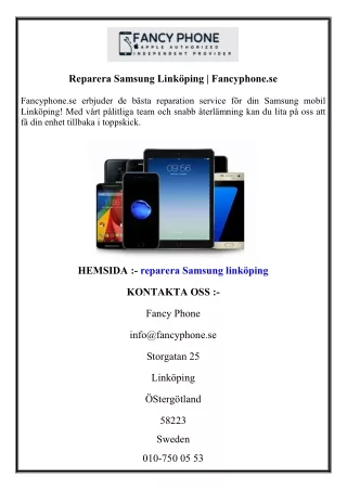 Reparera Samsung Linköping  Fancyphone.se