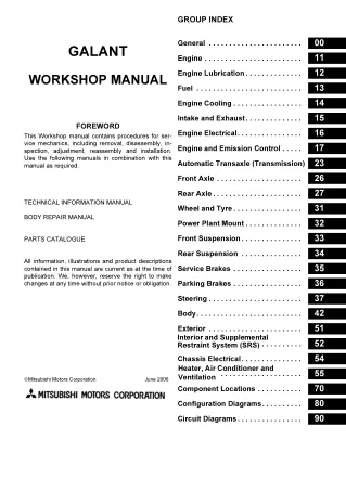 2009 Mitsubishi Galant Service Repair Manual