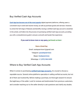 Best Site To Buy Verified Cash App Accounts In 2024