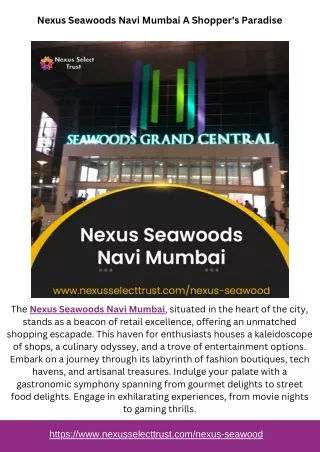 Nexus Seawoods Navi Mumbai A Shopper's Paradise