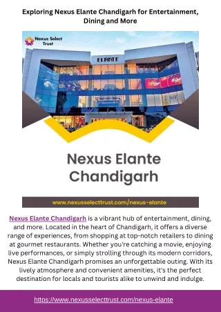 Exploring Nexus Elante Chandigarh for Entertainment, Dining and More