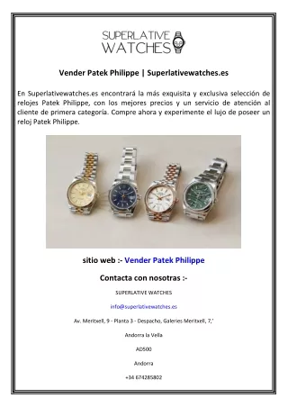 Vender Patek Philippe  Superlativewatches.es