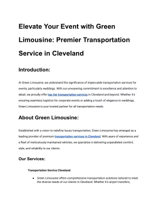 Elevate Your Event with Green Limousine: Premier Transportation Service in Cleve