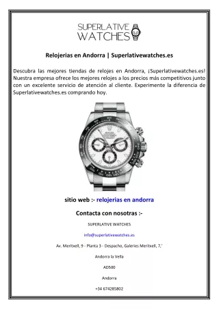 Relojerias en Andorra  Superlativewatches.es