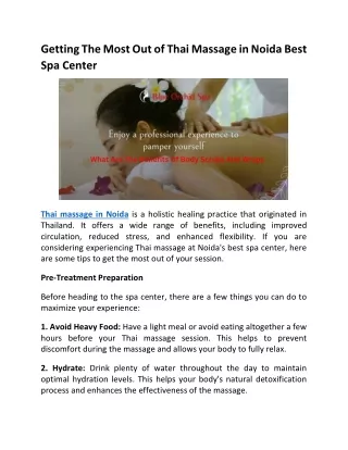 Getting The Most Out of Thai Massage in Noida Best Spa Center