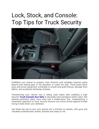 Lock, Stock, and Console Top Tips for Truck Security