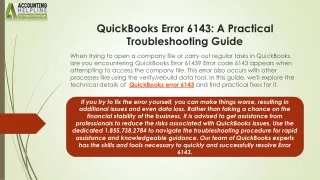 Effective Remedy To Resolve QuickBooks Error 6143